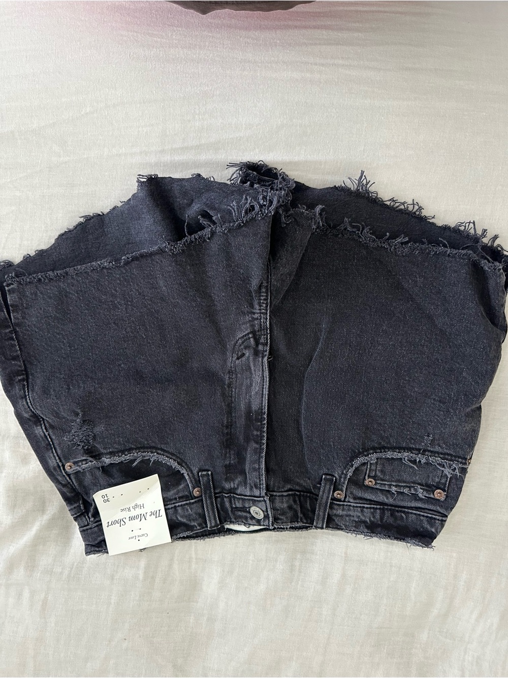 Abercrombie & Fitch Black High-Rise Frayed Hem Cropped Shorts